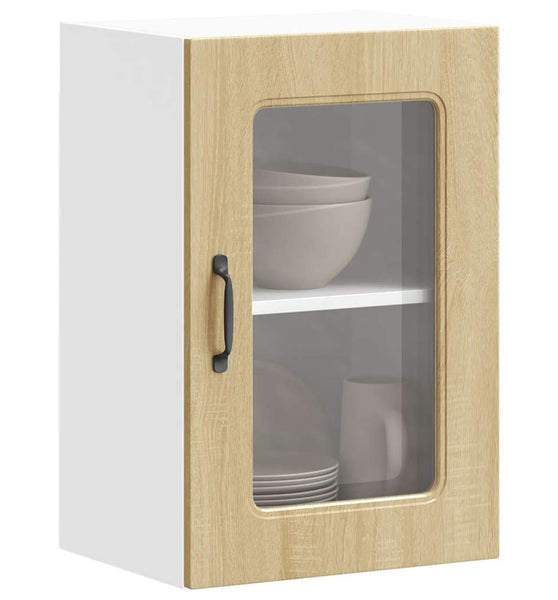 Küchen-Hängeschrank mit Glastür Sonoma-Eiche Holzwerkstoff
