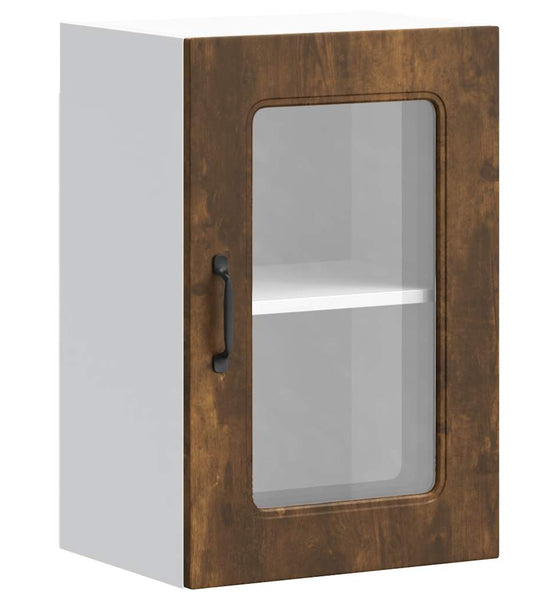 Küchen-Hängeschrank mit Glastür Räuchereiche Holzwerkstoff