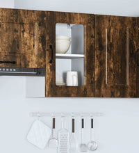 Küchen-Hängeschrank mit Glastür Räuchereiche Holzwerkstoff