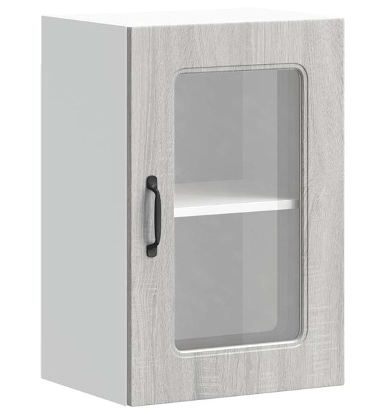 Küchen-Hängeschrank mit Glastür Grau Sonoma Holzwerkstoff