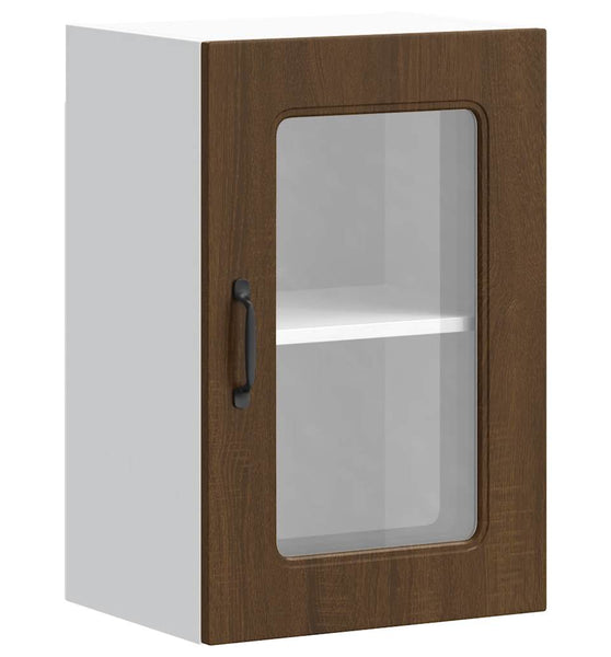 Küchen-Hängeschrank mit Glastür Kalmar Braun Eichen-Optik