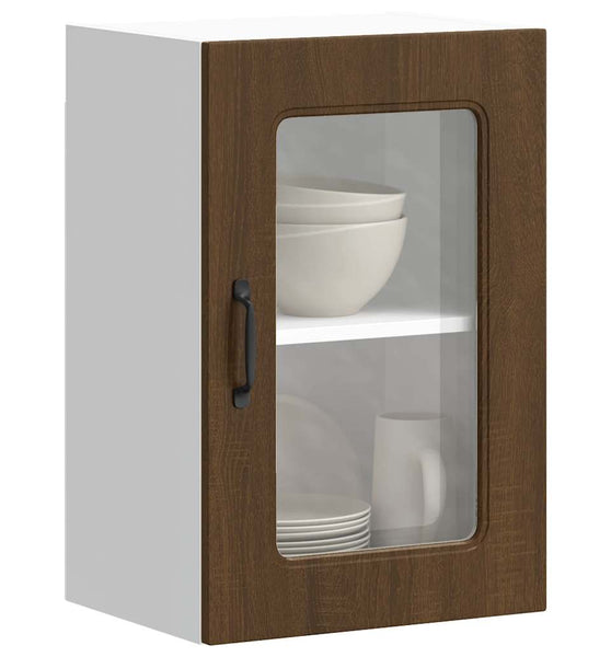 Küchen-Hängeschrank mit Glastür Kalmar Braun Eichen-Optik