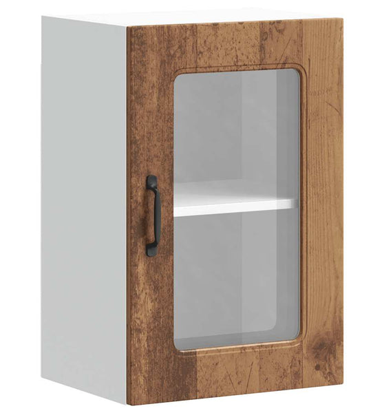 Küchen-Hängeschrank mit Glastür Altholz-Optik Holzwerkstoff