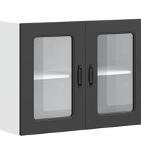 Küchen-Hängeschrank mit Glastür Kalmar Schwarz Holzwerkstoff