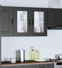 Küchen-Hängeschrank mit Glastür Kalmar Schwarz Holzwerkstoff