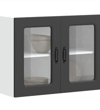 Küchen-Hängeschrank mit Glastür Kalmar Schwarz Holzwerkstoff