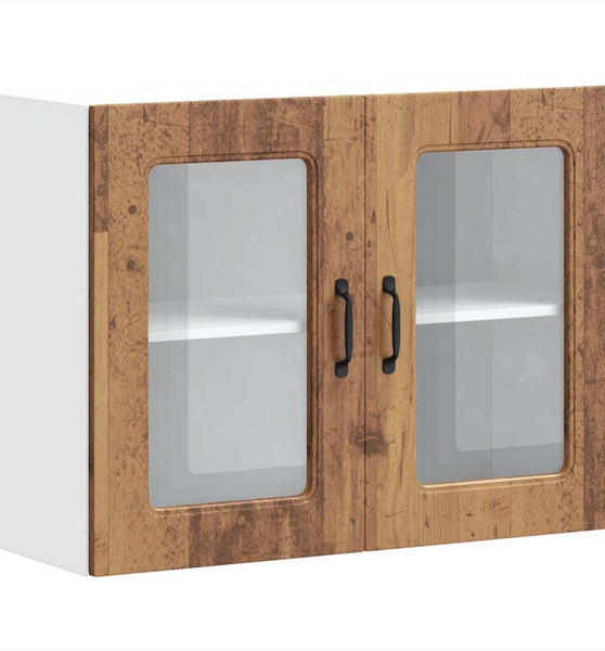 Küchen-Hängeschrank mit Glastür Altholz-Optik Holzwerkstoff