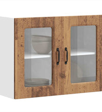 Küchen-Hängeschrank mit Glastür Altholz-Optik Holzwerkstoff
