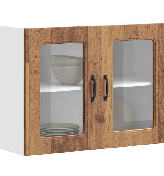 Küchen-Hängeschrank mit Glastür Altholz-Optik Holzwerkstoff