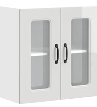Küchen-Hängeschrank mit Glastür Hochglanz-Weiß Holzwerkstoff