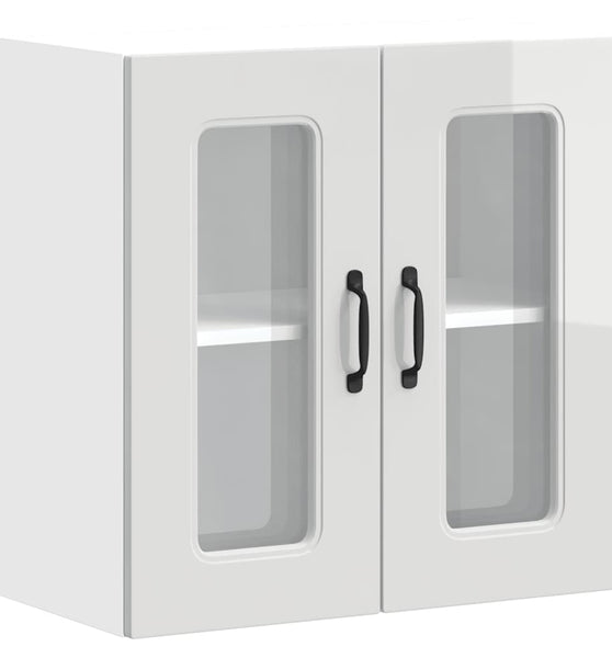 Küchen-Hängeschrank mit Glastür Hochglanz-Weiß Holzwerkstoff