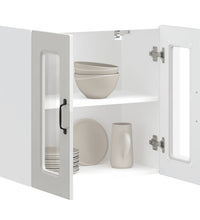 Küchen-Hängeschrank mit Glastür Hochglanz-Weiß Holzwerkstoff