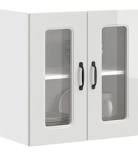 Küchen-Hängeschrank mit Glastür Hochglanz-Weiß Holzwerkstoff