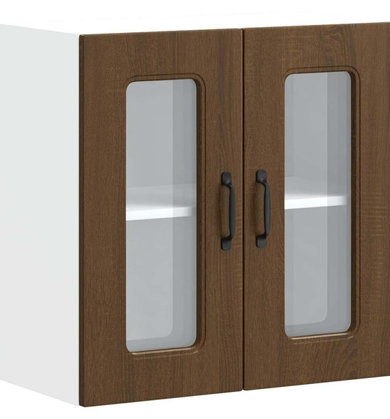 Küchen-Hängeschrank mit Glastür Kalmar Braun Eichen-Optik