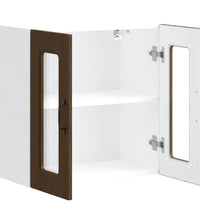Küchen-Hängeschrank mit Glastür Kalmar Braun Eichen-Optik