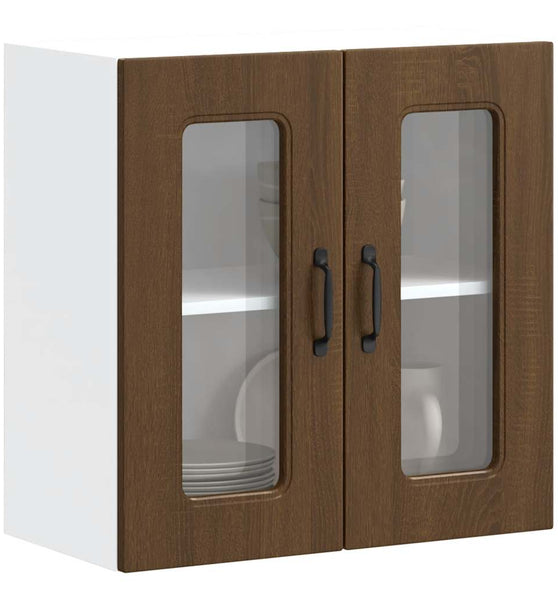 Küchen-Hängeschrank mit Glastür Kalmar Braun Eichen-Optik