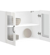 Küchen-Hängeschrank mit Glastür Hochglanz-Weiß Holzwerkstoff