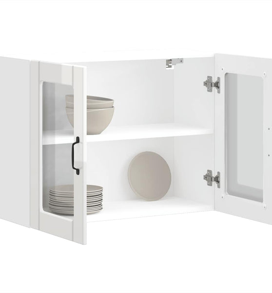 Küchen-Hängeschrank mit Glastür Hochglanz-Weiß Holzwerkstoff