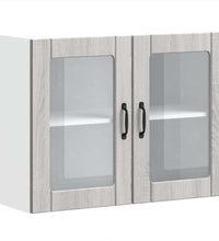 Küchen-Hängeschrank mit Glastür Lucca Grau Sonoma Holzwerkstoff