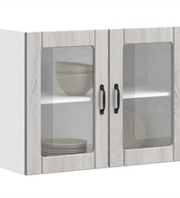 Küchen-Hängeschrank mit Glastür Lucca Grau Sonoma Holzwerkstoff