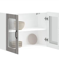 Küchen-Hängeschrank mit Glastür Lucca Grau Sonoma Holzwerkstoff