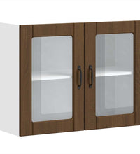 Küchen-Hängeschrank mit Glastür Lucca Braun Eichen-Optik