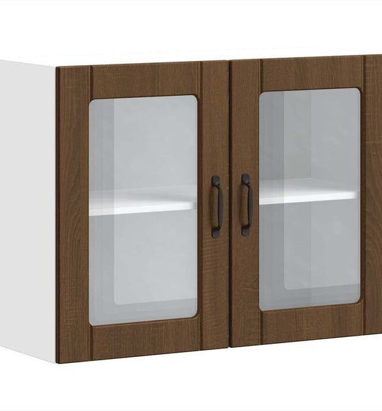 Küchen-Hängeschrank mit Glastür Lucca Braun Eichen-Optik
