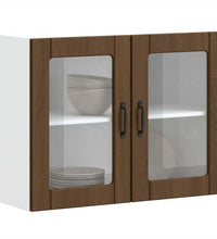 Küchen-Hängeschrank mit Glastür Lucca Braun Eichen-Optik