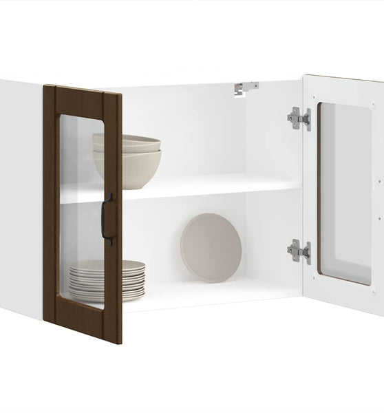 Küchen-Hängeschrank mit Glastür Lucca Braun Eichen-Optik