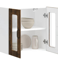 Küchen-Hängeschrank mit Glastür Räuchereiche Holzwerkstoff