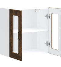 Küchen-Hängeschrank mit Glastür Räuchereiche Holzwerkstoff