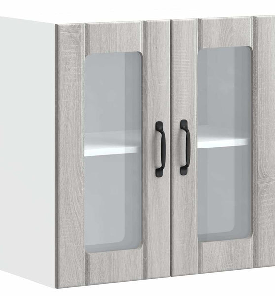 Küchen-Hängeschrank mit Glastür Lucca Grau Sonoma Holzwerkstoff