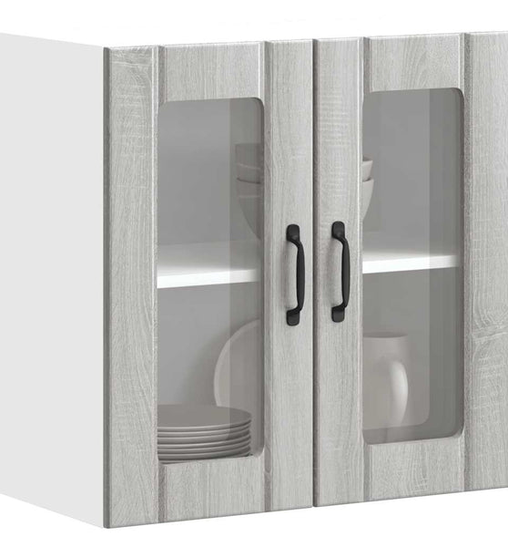 Küchen-Hängeschrank mit Glastür Lucca Grau Sonoma Holzwerkstoff