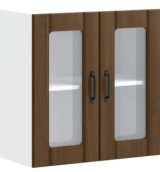 Küchen-Hängeschrank mit Glastür Lucca Braun Eichen-Optik