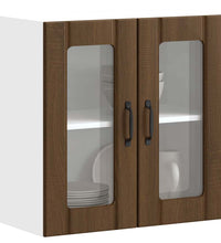 Küchen-Hängeschrank mit Glastür Lucca Braun Eichen-Optik