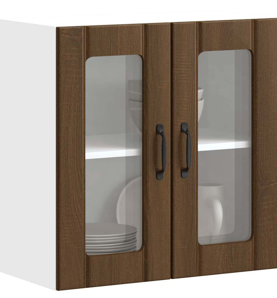 Küchen-Hängeschrank mit Glastür Lucca Braun Eichen-Optik