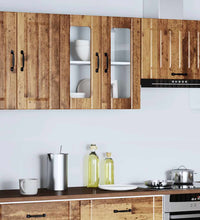 Küchen-Hängeschrank mit Glastür Altholz-Optik Holzwerkstoff