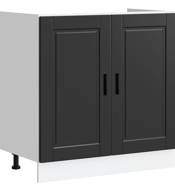 Spülenunterschrank Porto Schwarz 80x46x81,5 cm Holzwerkstoff
