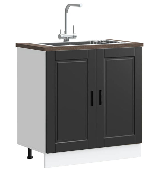 Spülenunterschrank Porto Schwarz 80x46x81,5 cm Holzwerkstoff