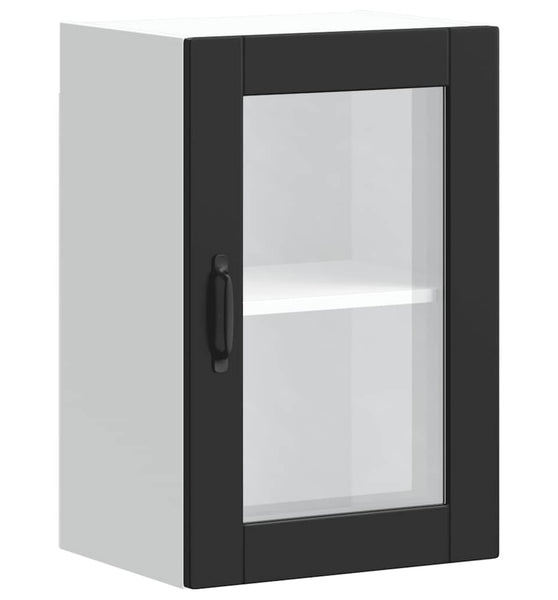 Küchen-Hängeschrank mit Glastür Porto Schwarz