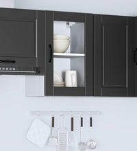 Küchen-Hängeschrank mit Glastür Porto Schwarz