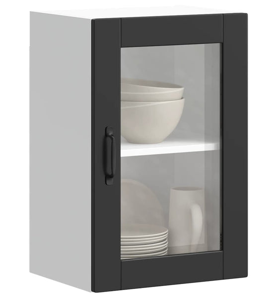 Küchen-Hängeschrank mit Glastür Porto Schwarz