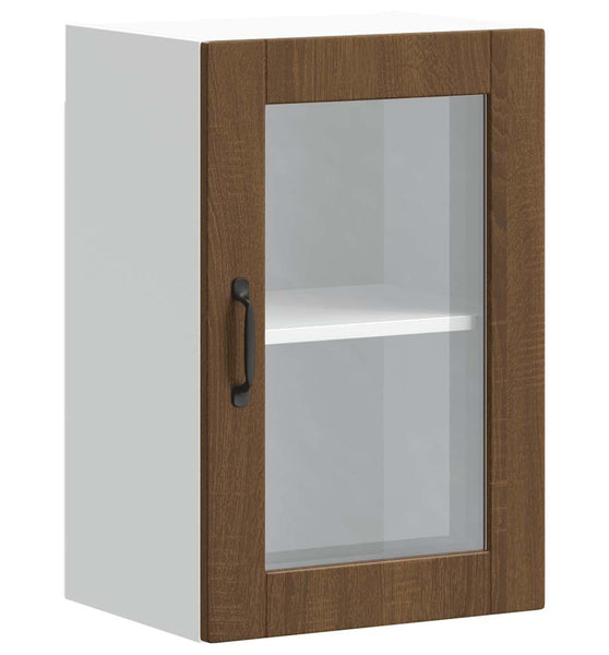 Küchen-Hängeschrank mit Glastür Porto Braun Eichen-Optik