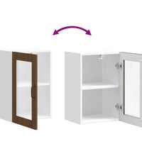 Küchen-Hängeschrank mit Glastür Porto Braun Eichen-Optik
