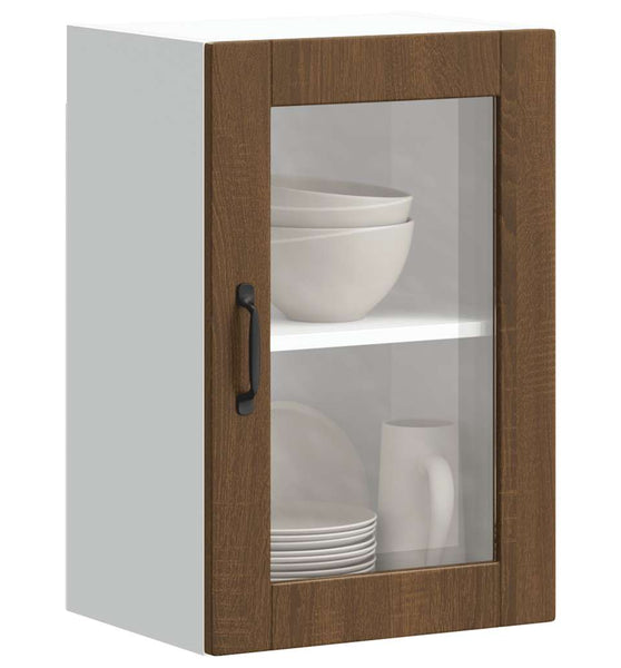Küchen-Hängeschrank mit Glastür Porto Braun Eichen-Optik