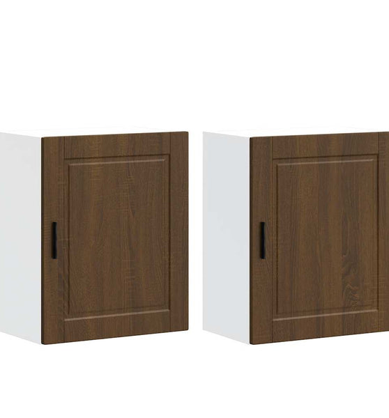 Küchen-Hängeschränke 2 Stk. Braun Eichen-Optik Holzwerkstoff