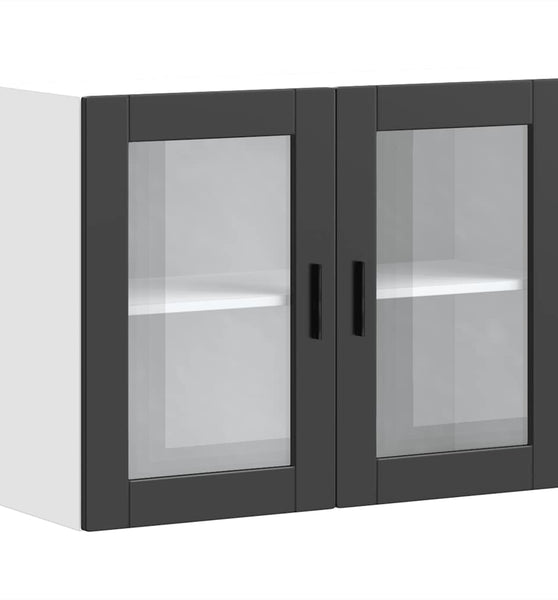 Küchen-Hängeschrank mit Glastür Porto Schwarz