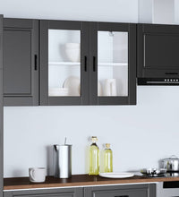 Küchen-Hängeschrank mit Glastür Porto Schwarz