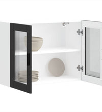 Küchen-Hängeschrank mit Glastür Porto Schwarz