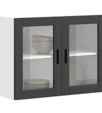 Küchen-Hängeschrank mit Glastür Porto Schwarz
